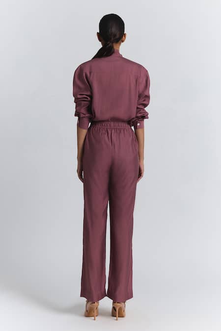 Line Out Line Chanderi Bow Tie Shirt & Pant Set 