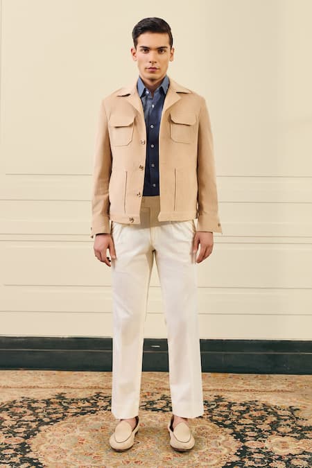 Buy Gargee Designers Beige Corduroy, Cotton Utility Jacket Online at Aza Fashions Buy_Gargee Designers_Beige Corduroy, Cotton Utility Jacket _Online_at_Aza_Fashions