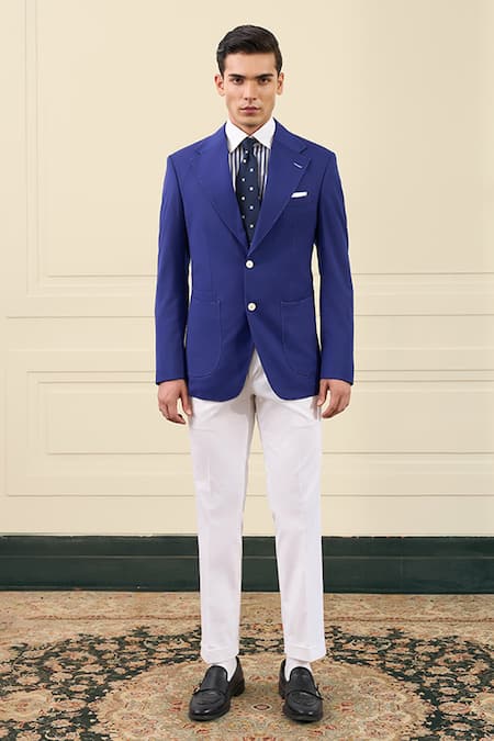 Buy Gargee Designers Blue Wool Double Breasted Blazer Online at Aza Fashions Buy_Gargee Designers_Blue Wool Double Breasted Blazer _Online_at_Aza_Fashions