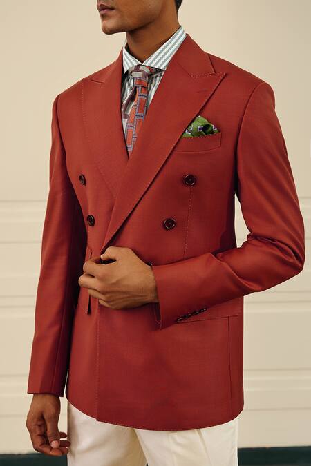 Buy Gargee Designers Rust Wool Double Breasted Blazer Buy_Gargee Designers_Rust Wool Double Breasted Blazer