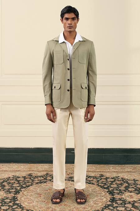 Buy Gargee Designers Green Cotton, Suiting Flap Pocket Detail Shacket Online at Aza Fashions Buy_Gargee Designers_Green Cotton, Suiting Flap Pocket Detail Shacket _Online_at_Aza_Fashions