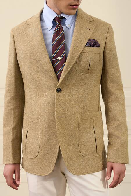 Buy Gargee Designers Beige Wool Single Breasted Blazer Online at Aza Fashions Buy_Gargee Designers_Beige Wool Single Breasted Blazer _Online_at_Aza_Fashions