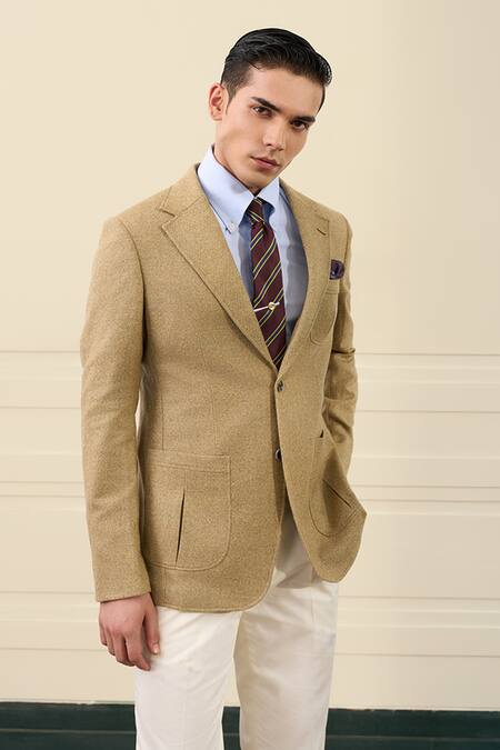 Buy Gargee Designers Beige Wool Single Breasted Blazer Buy_Gargee Designers_Beige Wool Single Breasted Blazer