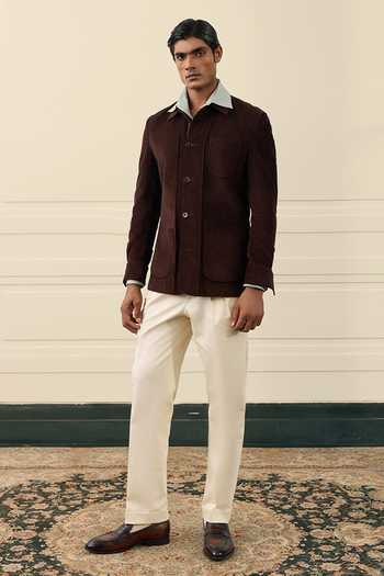 Shop_Gargee Designers_Brown Corduroy, Cotton Flap Pocket Shacket _Online_at_Aza_Fashions