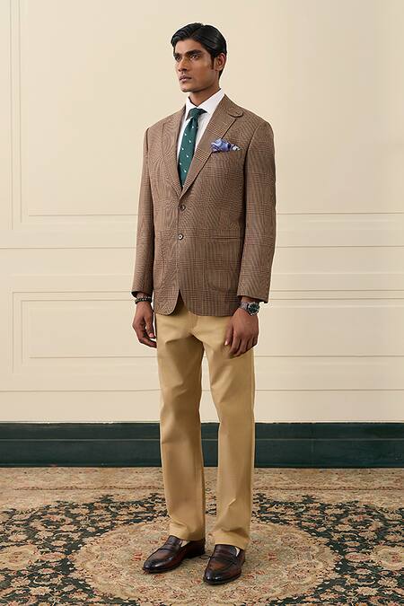 Buy_Gargee Designers_Brown Wool Checked Blazer 
