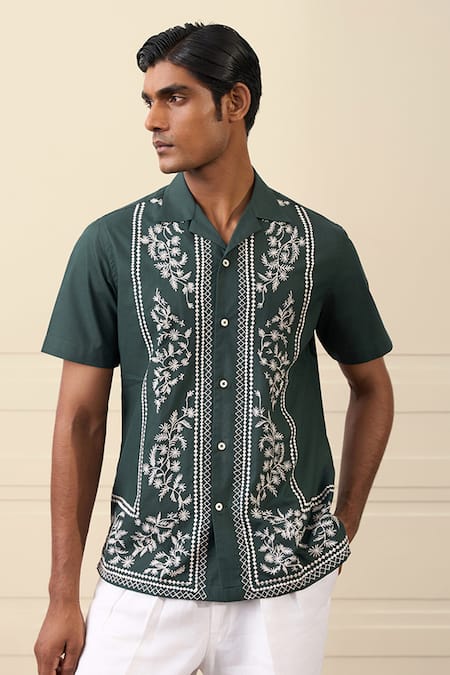 Gargee Designers Embroidered Camp Collar Shirt