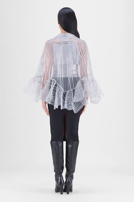 Amit Aggarwal Metallic Corded Ruffle Cape