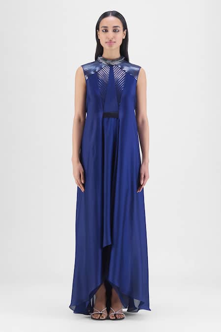 Amit Aggarwal Beaded Metallic Panelled Dress 
