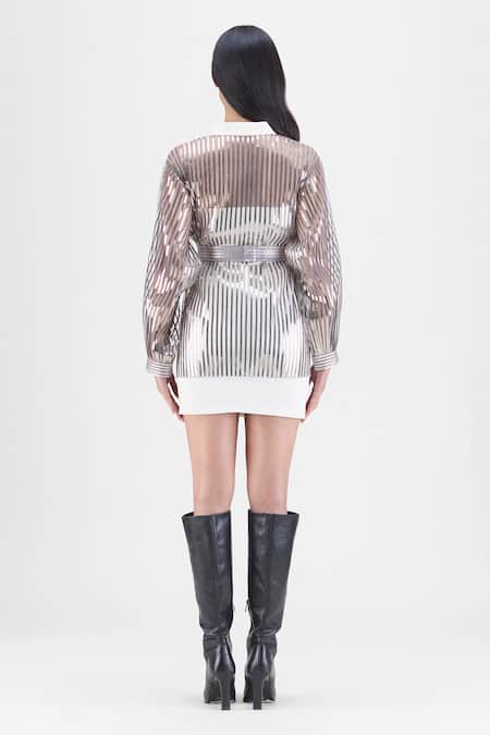 Amit Aggarwal Metallic Structured Cape Set