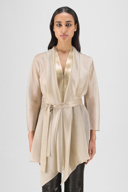 Amit Aggarwal Metallic Draped Shirt 