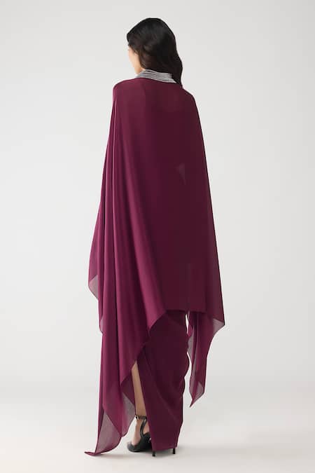 Amit Aggarwal Crystalvein Cape With Skirt 