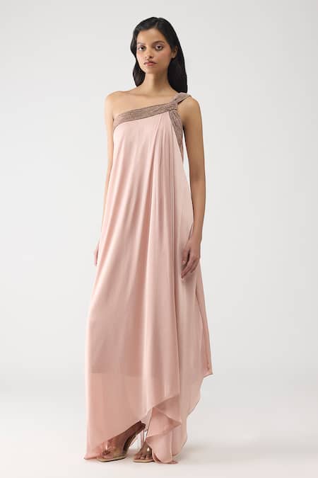 Amit Aggarwal One Shoulder Crystalvein Dress 