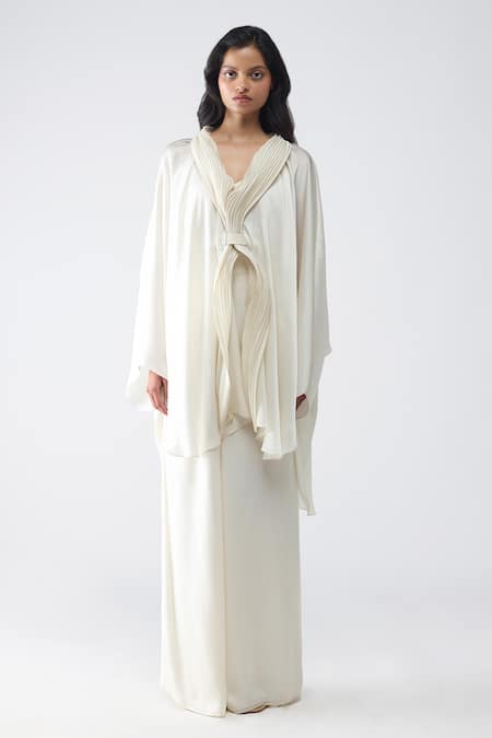 Amit Aggarwal Micro Pleated Cape Pant Set 