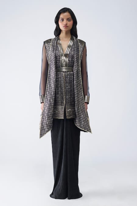 Amit Aggarwal Banarasi Long Shirt & Pant Set 