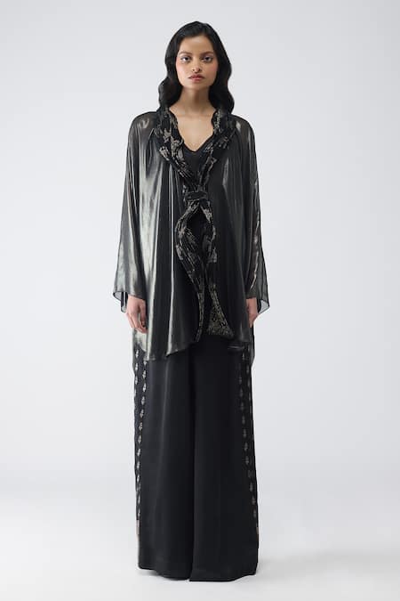 Amit Aggarwal Banarsi Micro Pleated Cape Pant Set 