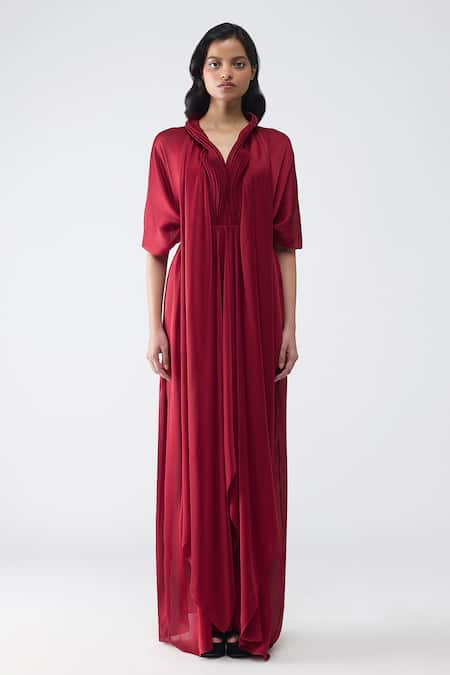 Amit Aggarwal Micro Pleated Kaftan Dress