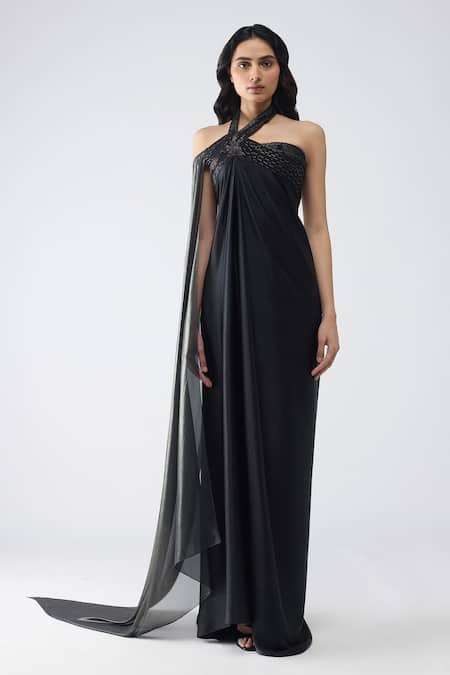 Amit Aggarwal Banarasi Halter Neck Dress 