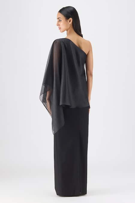 Amit Aggarwal Metallic Micro Pleated Draped Top 