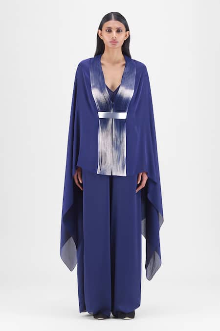 Amit Aggarwal Metallic Structured Cape & Pant Set 