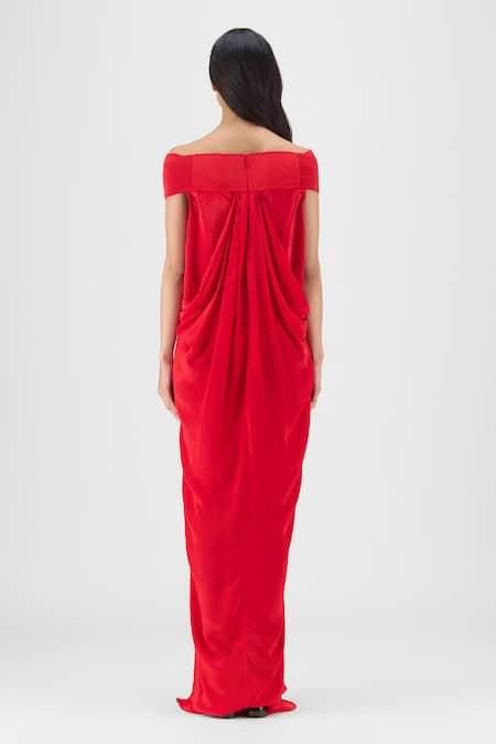 Amit Aggarwal Pleated Cowl Dress