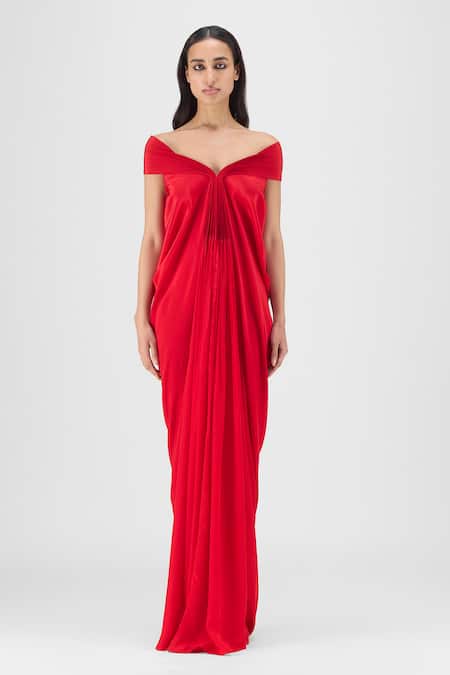 Amit Aggarwal Pleated Cowl Dress