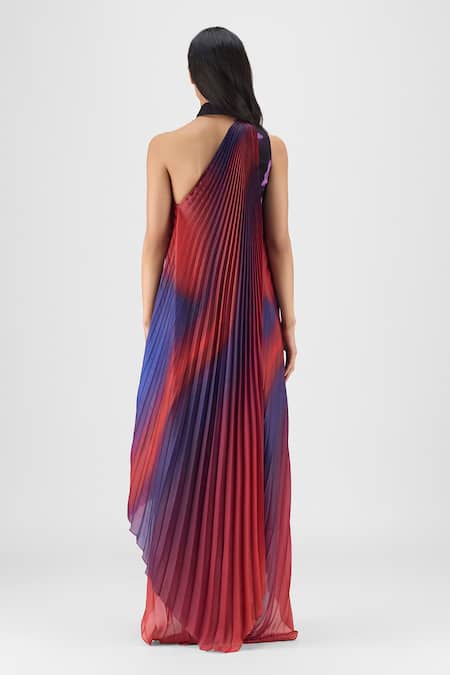 Amit Aggarwal Metallic Watercolor Fluid Dress