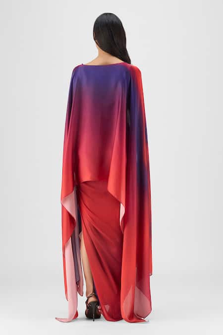Amit Aggarwal Metallic Watercolor Cape & Skirt Set