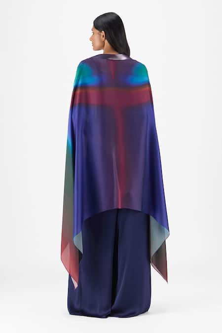 Amit Aggarwal Metallic Watercolor Structured Cape Set