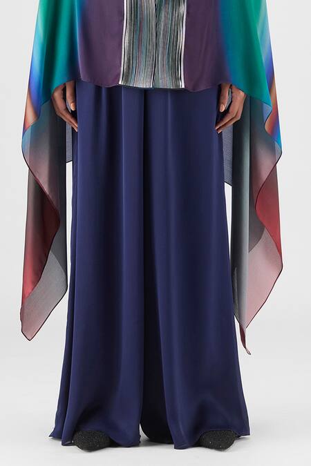 Shop Amit Aggarwal Green Metallic Thread Open Neck Watercolor Structured Cape Set Online at Aza Fashions Shop_Amit Aggarwal_Green Metallic Thread Open Neck Watercolor Structured Cape Set _Online_at_Aza_Fashions