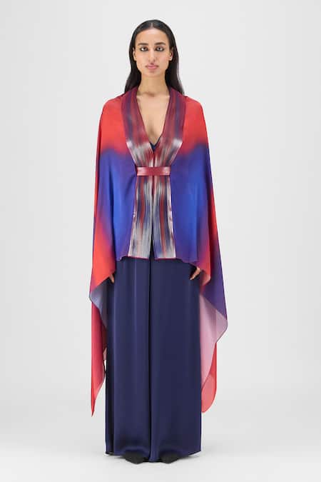 Amit Aggarwal Metallic Watercolor Structured Cape