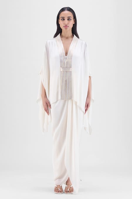 Amit Aggarwal Metallic Structured Cape & Skirt Set