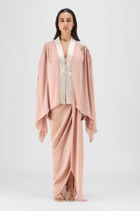 Amit Aggarwal Metallic Structured Cape & Skirt Set