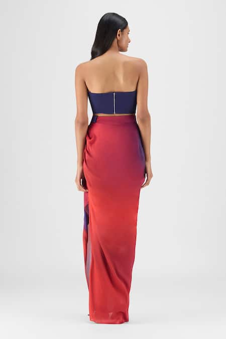 Amit Aggarwal Metallic Watercolor Bustier With Skirt