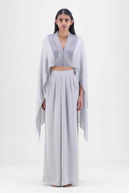 Amit Aggarwal Metallic Structured Cape & Pant Set