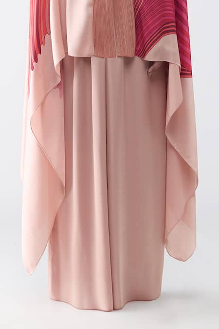 Buy Amit Aggarwal Blush Chiffon V-neck Fish Fin Cape And Pant Set Online at Aza Fashions Buy_Amit Aggarwal_Blush Chiffon V-neck Fish Fin Cape And Pant Set _Online_at_Aza_Fashions