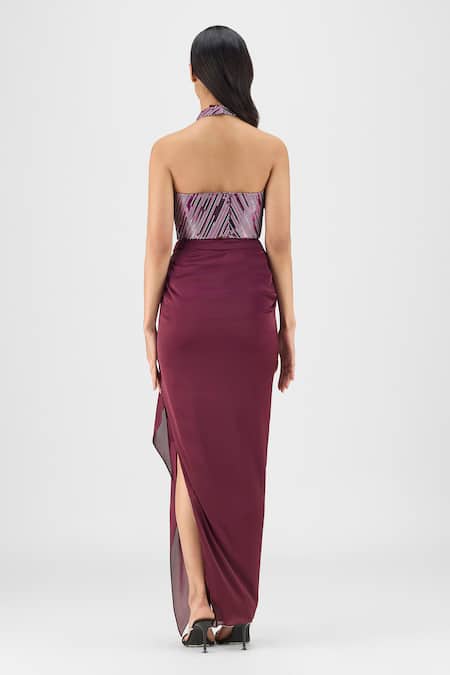 Amit Aggarwal Woven Metallic Bustier & Skirt Set