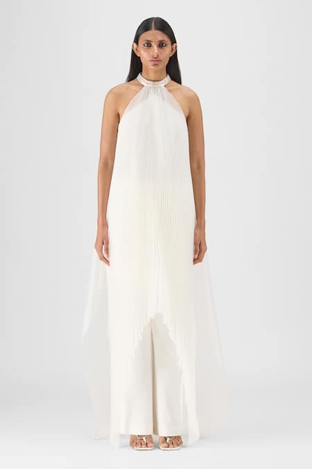 Amit Aggarwal Pleated Halter Neck Dress