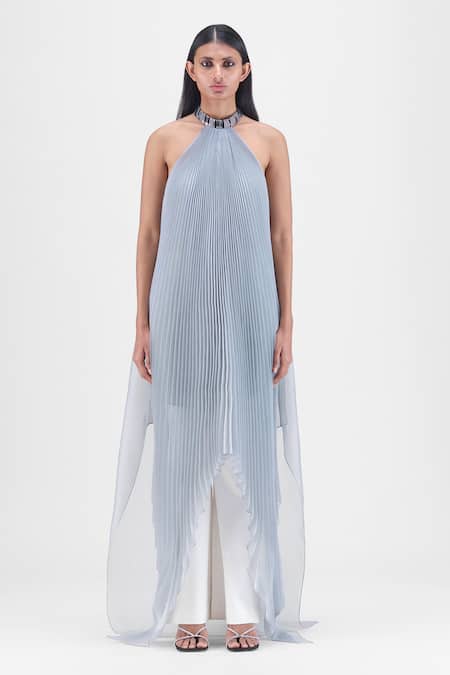 Amit Aggarwal Pleated Halter Neck Dress