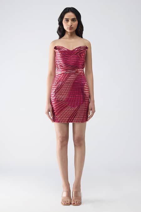 Amit Aggarwal Metallic Fish Fin Short Dress