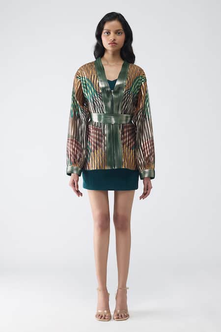 Amit Aggarwal Fish Fin Cape With Short Dress