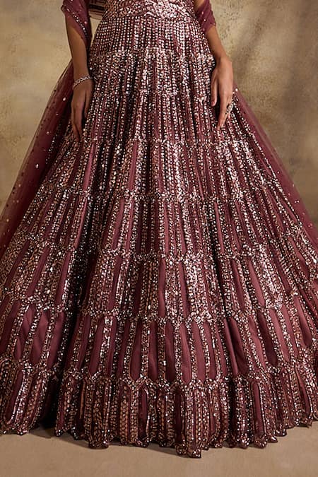 Shop_Nitika Gujral_Pink Satin, Net Sequins, Crystals Halter Neck Embellished Anarkali With Dupatta _Online_at_Aza_Fashions