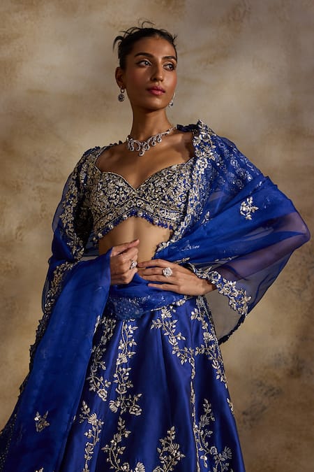 Buy Nitika Gujral Blue Taffeta, Shantoon, Organza Embroidery, Beads, Electric Work Lehenga Set Online at Aza Fashions Buy_Nitika Gujral_Blue Taffeta, Shantoon, Organza Embroidery, Beads, Electric Work Lehenga Set _Online_at_Aza_Fashions