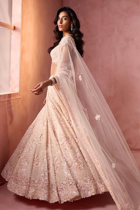 Buy Nitika Gujral Blush Net, Satin Sequins, Beads, Crystals, Toal Floral Pattern Lehenga Set Online at Aza Fashions Buy_Nitika Gujral_Blush Net, Satin Sequins, Beads, Crystals, Toal Floral Pattern Lehenga Set _Online_at_Aza_Fashions