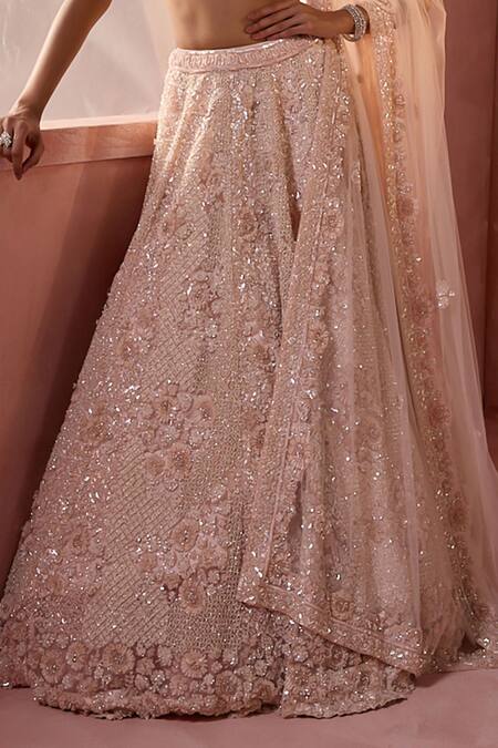 Nitika Gujral Blush Net, Satin Sequins, Beads, Crystals, Toal Floral Pattern Lehenga Set at Aza Fashions Nitika Gujral_Blush Net, Satin Sequins, Beads, Crystals, Toal Floral Pattern Lehenga Set _at_Aza_Fashions