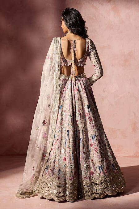 Nitika Gujral Dusty Pink Organza Lehenga Set 