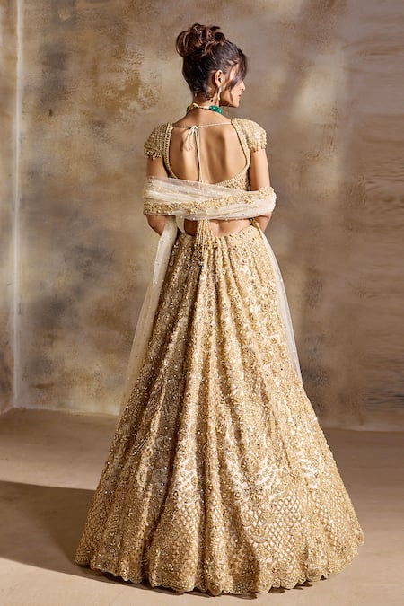 Nitika Gujral Gold Cutwork Lehenga Set 
