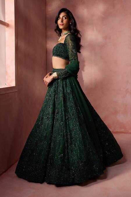 Buy Nitika Gujral Green Net, Satin Sequins, Beads, Crystals, Metallic Embellished Lehenga Set Online at Aza Fashions Buy_Nitika Gujral_Green Net, Satin Sequins, Beads, Crystals, Metallic Embellished Lehenga Set _Online_at_Aza_Fashions