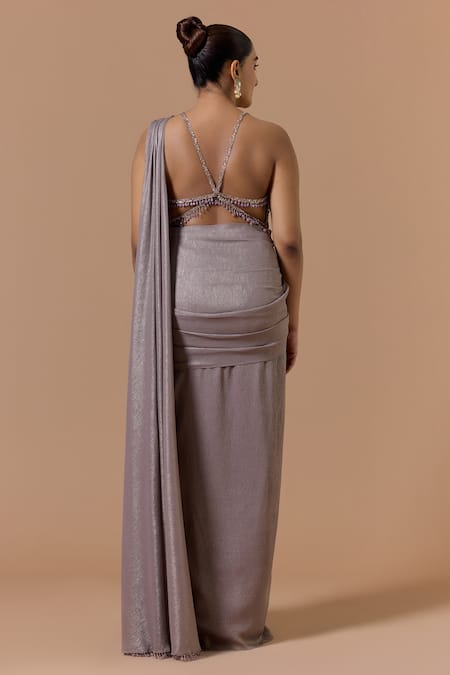 Nitika Gujral Shimmer Finish Pre-Draped Saree With Blouse 