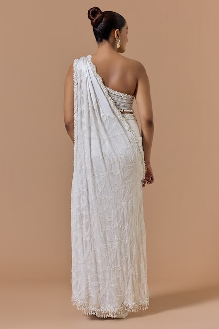 Nitika Gujral Pre-Draped Saree With Embroidered Blouse 