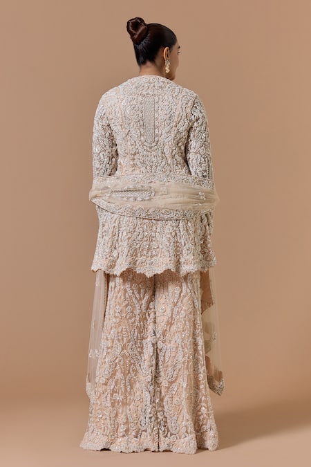 Nitika Gujral Blush Pink Dori Embroidered Kurta Sharara Set 